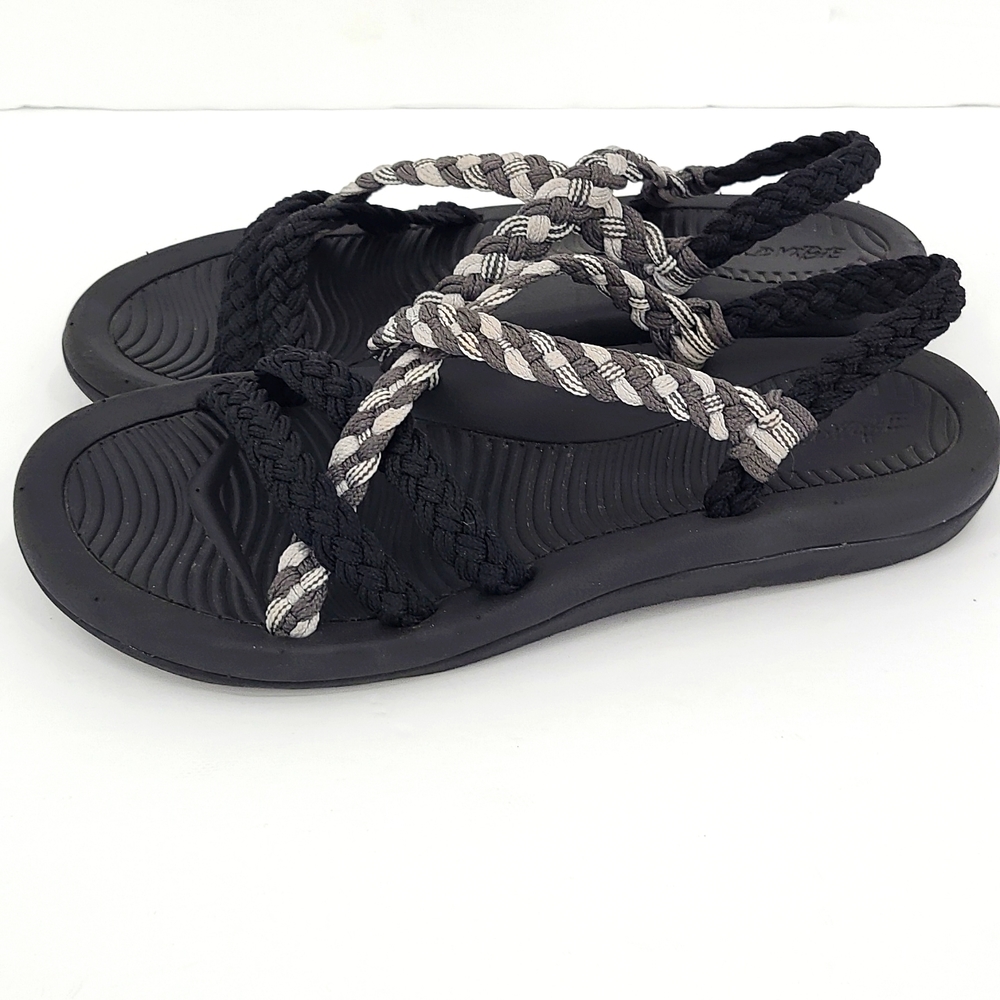 Wild Vibe 8 black gray braided strap slip on sandals cute cozy summer vacation - Picture 2 of 6